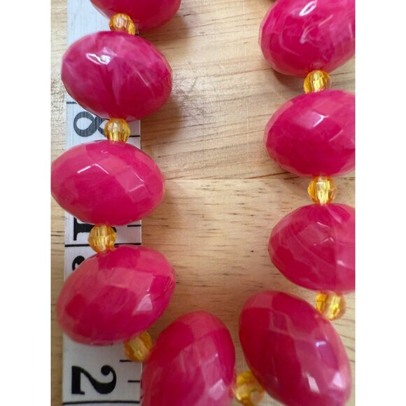J. Crew Chunky Beaded Pink Statement Necklace With Gold-Tone Accents & Lobster C - Picture 5 of 10